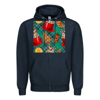 Navy christmas hot chocolate and cookie seamless pattern Zipper Hoodie - BundleAndBundleShop