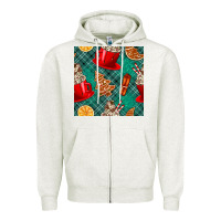 Oatmeal Heather christmas hot chocolate and cookie seamless pattern Zipper Hoodie - BundleAndBundleShop