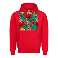 Red christmas hot chocolate and cookie seamless pattern Zipper Hoodie - BundleAndBundleShop