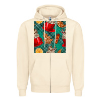 Sandshell christmas hot chocolate and cookie seamless pattern Zipper Hoodie - BundleAndBundleShop