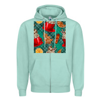 Seafoam christmas hot chocolate and cookie seamless pattern Zipper Hoodie - BundleAndBundleShop