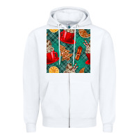 White christmas hot chocolate and cookie seamless pattern Zipper Hoodie - BundleAndBundleShop