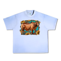 Grape Ice brahman bull with aztec sunflower and leopard background Urban Heavy Tee - RanaPortraitStore