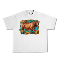 Lunar Rock brahman bull with aztec sunflower and leopard background Urban Heavy Tee - RanaPortraitStore