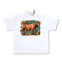 White brahman bull with aztec sunflower and leopard background Urban Heavy Tee - RanaPortraitStore
