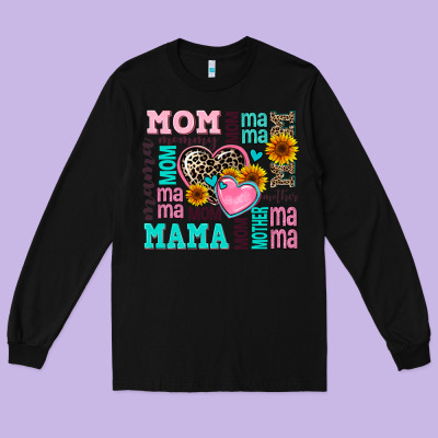 Mom Mama Mommy With Hearts Long Sleeve Tee Designed By Adodesignshop