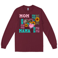 Burgundy mom mama mommy with hearts Long Sleeve Tee - AdoDesignShop