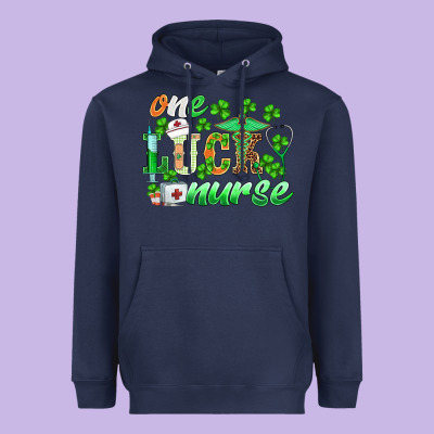 St.patricks One Lucky Nurse Heavyweight Hoodie Designed By Barkaloodesign