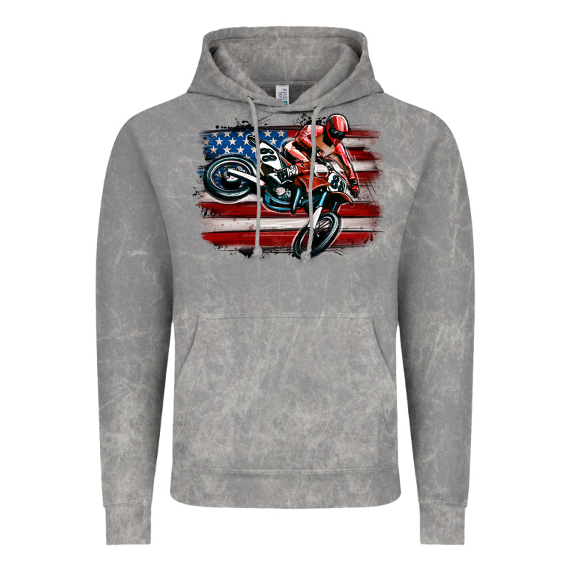Dirt Bike American Flag Vintage Hoodie by MaliasSmallBusiness | Teevron