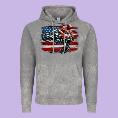 Vintage Hoodie dirt bike american flag