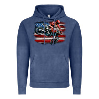 Vintage Denim dirt bike american flag Vintage Hoodie - MaliasSmallBusiness