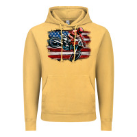 Vintage Mustard dirt bike american flag Vintage Hoodie - MaliasSmallBusiness
