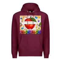 Burgundy custom teacher name apple Premium Hoodie - NancyCooperArtShop