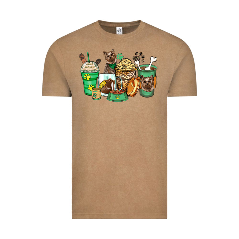 Yorkshire Terrier Coffee Cups Vintage Tee by Zillion Design Studio | Teevron