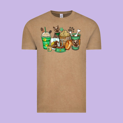 Yorkshire Terrier Coffee Cups Vintage Tee Designed By Zillion Design Studio