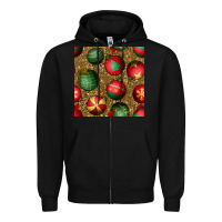 Black christmas ornaments and leopard seamless pattern Zipper Hoodie - BundleAndBundleShop