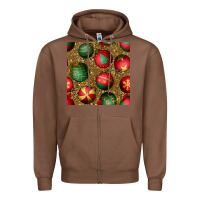 Chestnut christmas ornaments and leopard seamless pattern Zipper Hoodie - BundleAndBundleShop