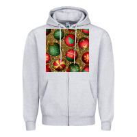 Heather Grey christmas ornaments and leopard seamless pattern Zipper Hoodie - BundleAndBundleShop