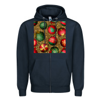 Navy christmas ornaments and leopard seamless pattern Zipper Hoodie - BundleAndBundleShop