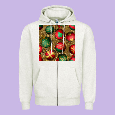 Christmas Ornaments And Leopard Seamless Pattern Zipper Hoodie Designed By Bundleandbundleshop