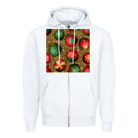 White christmas ornaments and leopard seamless pattern Zipper Hoodie - BundleAndBundleShop