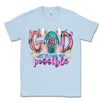 Dusty Blue with god all things are possible Classic Tee - RacoonDesign