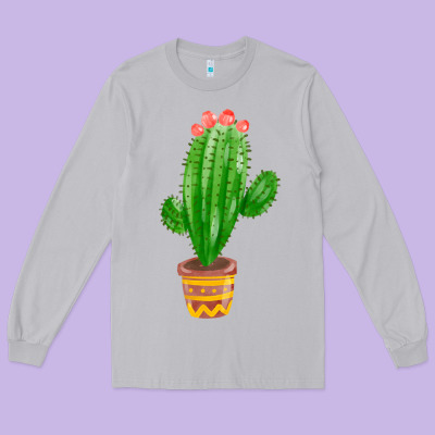 Mexican Cactus Long Sleeve Tee Designed By Fadigitalartstudio