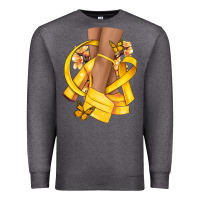 Charcoal Heather Childhood Cancer diva yellow ribbon Premium Sweatshirt - NancyCooperArtShop
