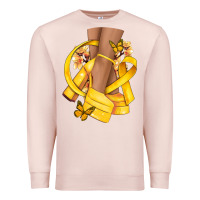 Pale Pink Childhood Cancer diva yellow ribbon Premium Sweatshirt - NancyCooperArtShop