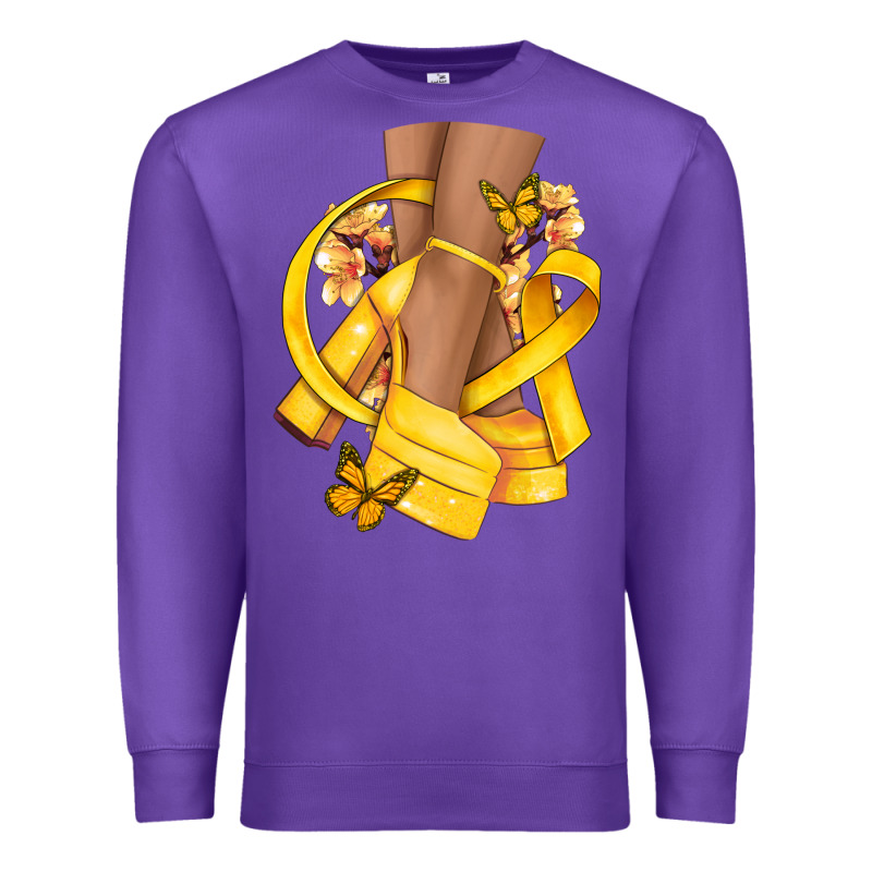 Childhood Cancer Diva Yellow Ribbon Premium Sweatshirt by NancyCooperArtShop | Teevron