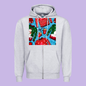 Christmas Clothes Seamless Pattern Zipper Hoodie Designed By Bundleandbundleshop