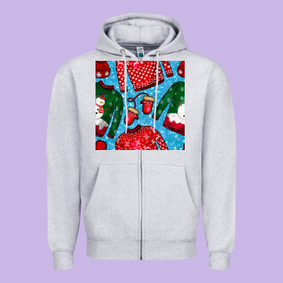 Christmas Clothes Seamless Pattern Zipper Hoodie Designed By Bundleandbundleshop