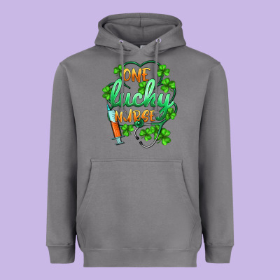 St.patricks One Lucky Nurse Heavyweight Hoodie Designed By Barkaloodesign