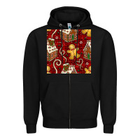 Black christmas gingerbread cookie house seamless pattern Zipper Hoodie - BundleAndBundleShop