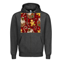Charcoal Heather christmas gingerbread cookie house seamless pattern Zipper Hoodie - BundleAndBundleShop