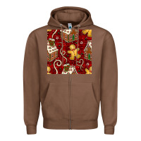 Chestnut christmas gingerbread cookie house seamless pattern Zipper Hoodie - BundleAndBundleShop