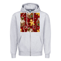 Heather Grey christmas gingerbread cookie house seamless pattern Zipper Hoodie - BundleAndBundleShop