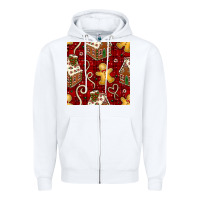 White christmas gingerbread cookie house seamless pattern Zipper Hoodie - BundleAndBundleShop
