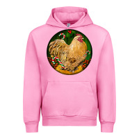 Fuchsia Pink cochin rooster christmas Urban Hoodie - LillyAllenDesigns