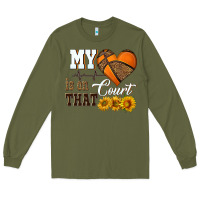 Army Green my heart is on that court Long Sleeve Tee - HRA Design Shop