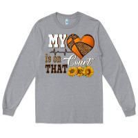 Heather Grey my heart is on that court Long Sleeve Tee - HRA Design Shop