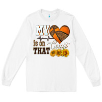 White my heart is on that court Long Sleeve Tee - HRA Design Shop