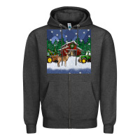 Charcoal Heather christmas town and farm tractor seamless pattern Zipper Hoodie - BundleAndBundleShop