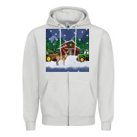 Christmas Town And Farm Tractor Seamless Pattern Zipper Hoodie | Teevron
