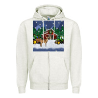 Oatmeal Heather christmas town and farm tractor seamless pattern Zipper Hoodie - BundleAndBundleShop
