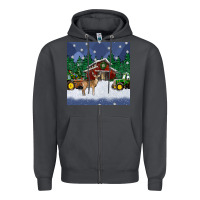 Smoke christmas town and farm tractor seamless pattern Zipper Hoodie - BundleAndBundleShop