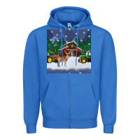 True Royal christmas town and farm tractor seamless pattern Zipper Hoodie - BundleAndBundleShop
