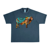 Midnight Navy brahman bull gemstone turquoise and sunflower Urban Heavy Tee - RanaPortraitStore