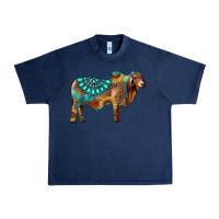 Navy brahman bull gemstone turquoise and sunflower Urban Heavy Tee - RanaPortraitStore