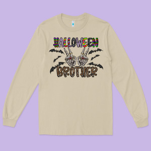 Halloween Brother Long Sleeve Tee Designed By Cowhidedigitalart